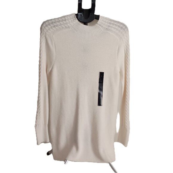 Banana Republic Sweaters - Banana Republic Cream Cable Knit Mock Neck Long Sweater Women’s Size S NWT